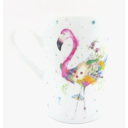 Floral Flamingo Mug Fine China Ceramic 10.5 CM Gift Microwave & Dishwasher Safe