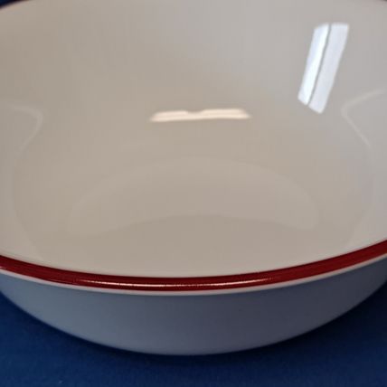 Lot 4 Corelle BANDHANI or SPLENDOR 6 1/4" Cereal BOWLS Red Rim Band Soup