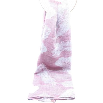 Ladies Scarf Leaf Design on a Pink Background with Diamante Detail & Fringing