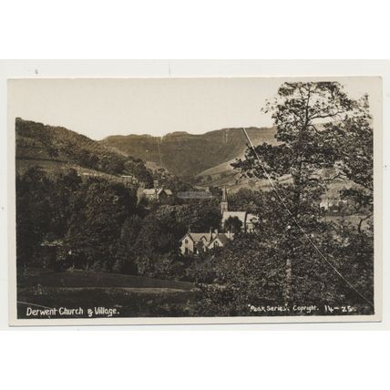 DERWENT church and village Derbyshire, early mid 20th C. RPPC 14-25