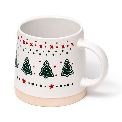 Christmas Tree Stoneware Mug 9 CM &Boxed Decorated Sticth Pattern Gift Festive