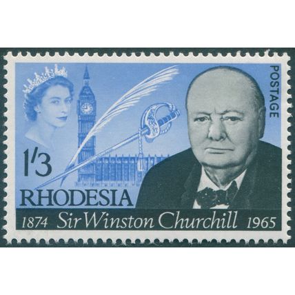 Rhodesia 1965 1s.3d. black & bright blue Churchill SG357 MNH