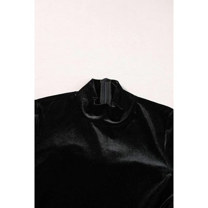 Black Velvet High Neck Tiered Ruffle Mini Dress