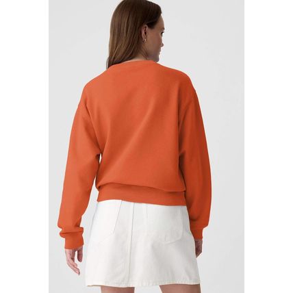 Orange Plain Drop Shoulder Crewneck Pullover Sweatshirt