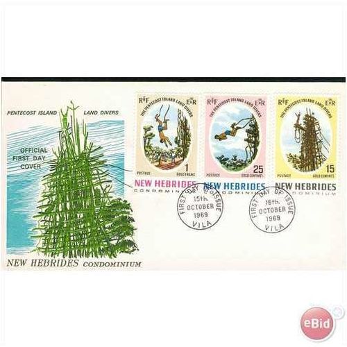 New Hebrides FDC 1969 - SG 138-140 - Pentecost Island Land Divers