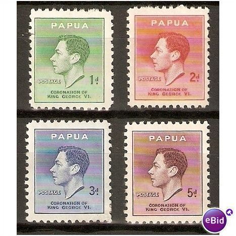 Papua KGVI 1937 Coronation Mounted Mint MM SG 154-157 Sc 118-121