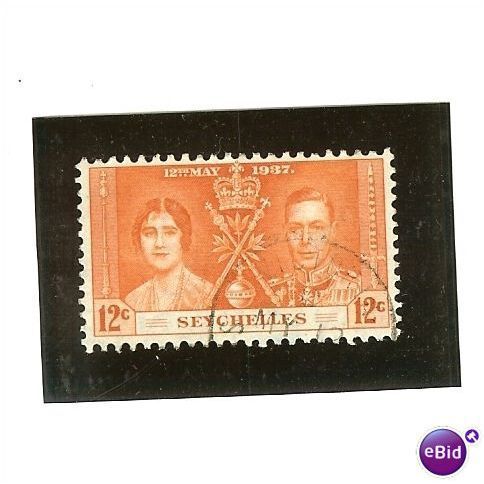 Seychelles KGVI 1937 Coronation 12c Orange Used SG 133 Sc 123 CD 302 stamp