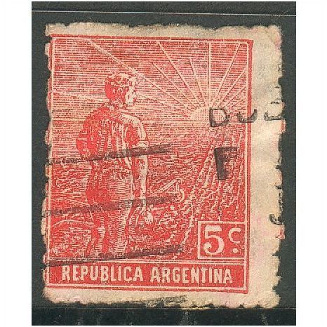 Argentina 1911 - SG383 - 5c red - Ploughman - used