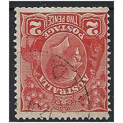 Australia 1930 SG99aw 2d Golden Scarlet Wmk Inverted Fine Used . ..
