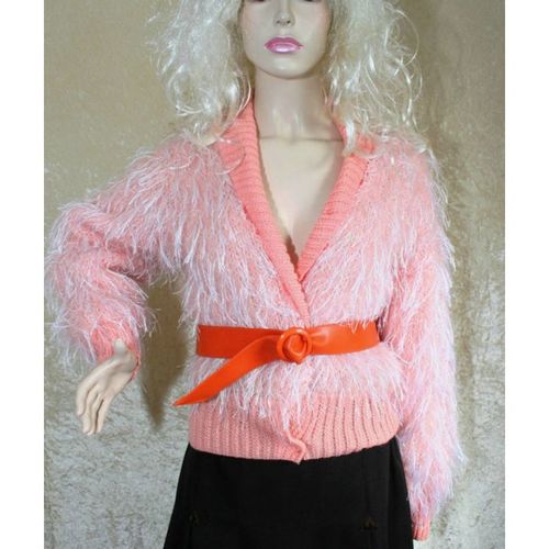 Vintage 1980 Hand Made Knitted Mohair Cardigan Size 10 New Womens