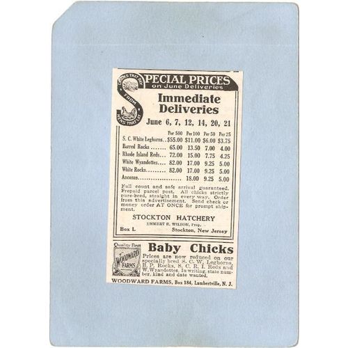 New Jersey Stockton 2 Attatched Newspaper Ads June 3 1922 1-Special Prices~3341