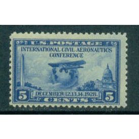 650 5c Globe and Airplane Just Clears MNH T0095