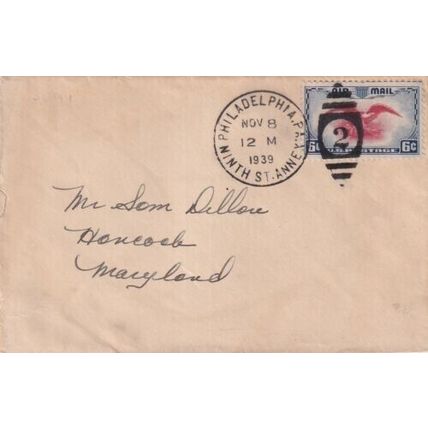 United States 1939 Philadelphia PA 9th St Annex-Hancock Maryland Cover written