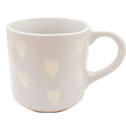 Light Beige Mug White Heart Pattern 9 CM Gift Tableware Home Decor Kitchen Gift