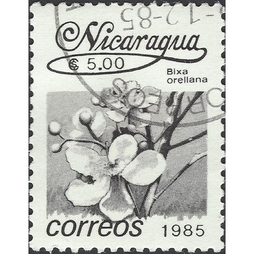 NICARAGUA, FLOWER, Achiote, greyscale 1985, $5