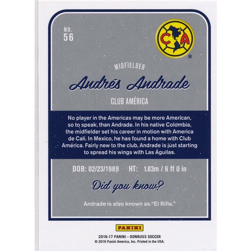 2016 Donruss Soccer 56 Andres Andrade Club America