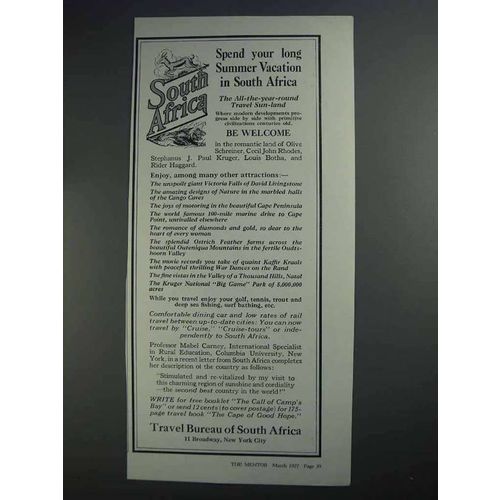 1927 South Africa Tourism Ad - Spend Summer Vacation