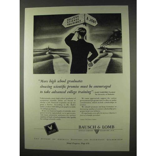 1947 Bausch & Lomb Ad - Advanced College Training
