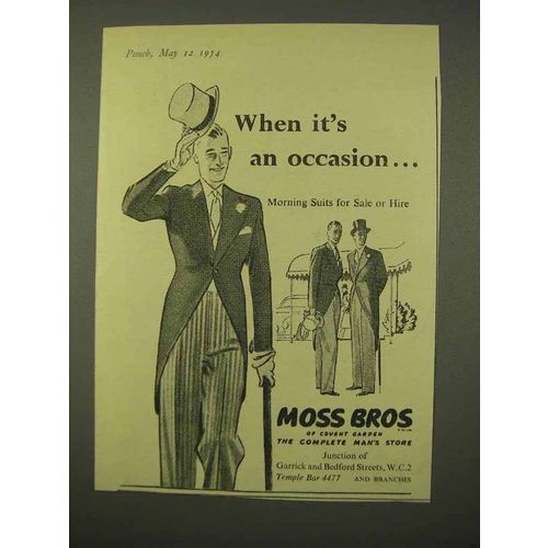 1954 Moss Bros Morning Suits Ad - It's An Occasion