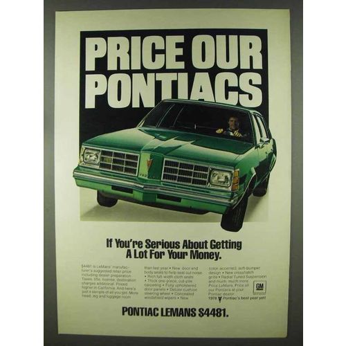 1978 Pontiac LeMans Ad - Price Our Pontiacs
