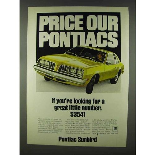 1978 Pontiac Sunbird Ad - Price Our Pontiacs