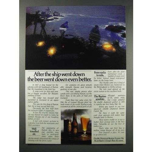 1980 Double Diamond Burton Export Ale Ad - Ship Down