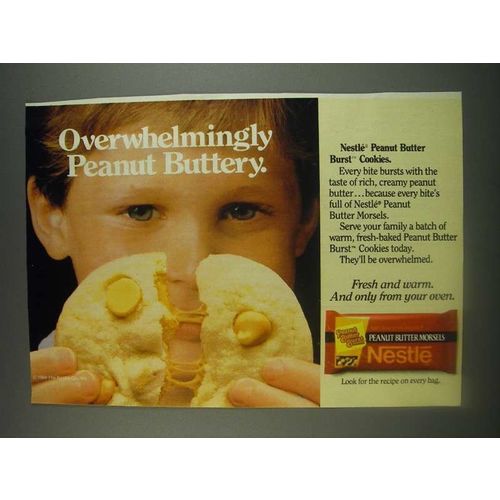 1985 Nestle Peanut Butter Morsels Ad - Overwhelmingly Peanut Buttery