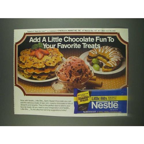 1985 Nestle Little Bits Semi-Sweet Chocolate Ad - Add a Little Chocolate Fun