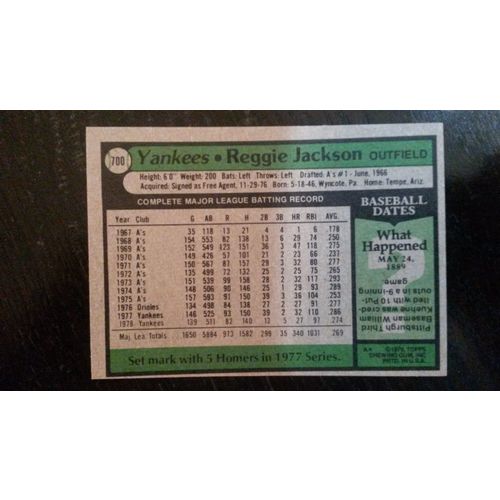 1979 Topps Card # 700 Reggie Jackson Excellent (5) New York Yankees