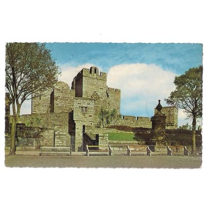 CASTLE RUSHEN, CASTLETOWN, ISLE OF MAN used vintage postcard.1964 postmark /