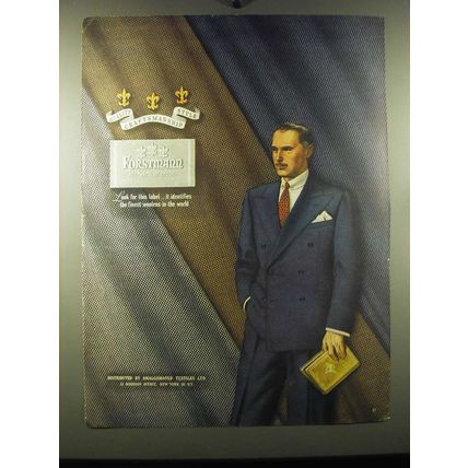 1948 Forstmann Wool Suits Ad - Look for this label.. It identifies the finest