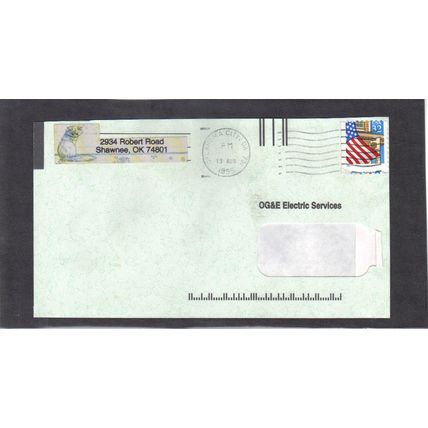 Used 2920 32c U.S. Flag Misperfed On Cover CV42714