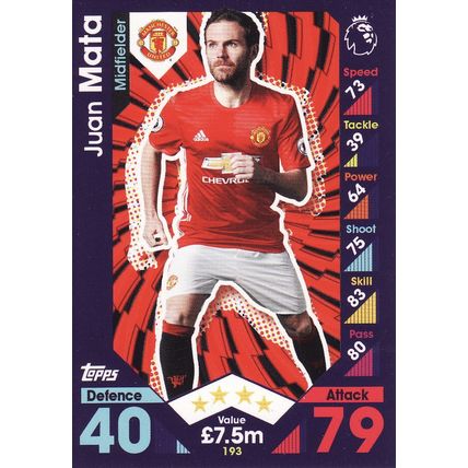 Match Attax 2016/2017 193 Juan Mata Manchester United