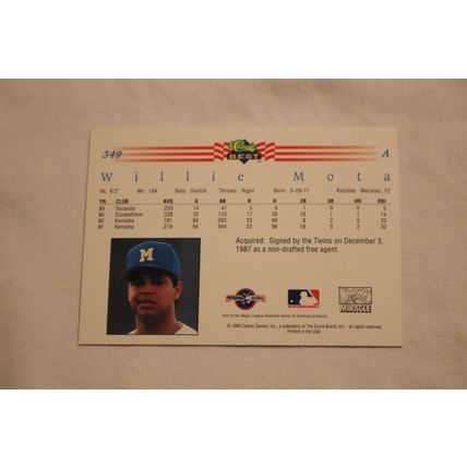 Willie Mota 1992 Classic Best NO. 349