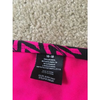 1 Pc George Women's Pink Black Print Swim Bikini Bottom Size XL