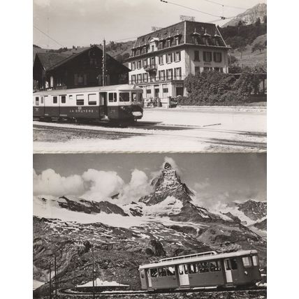Zermatt Kulm Hotel Gornergrat Montbovon 2x Swiss Tram Postcard s