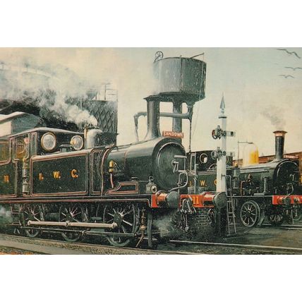 IWC Terrier Train in 1918 at Newport Station IOW Painting Postcard