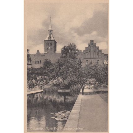Odense Parti Fra Klosterparken Denmark Old Postcard