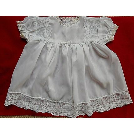 Vintage White Baby Dress Embellished with Lace by Small Talk