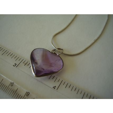 Vintage Necklace Amethyst Pool of Light Gemstone 925 Bezel Heart-shaped Crystal