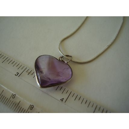 925 Necklace Amethyst Pool of Light Gemstone Bezel Heart-shaped Carved Crystal