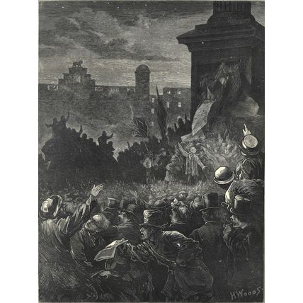REPUBLICANISM BY LIME LIGHT 1872 Henry Woods VICTORIAN ENGRAVING