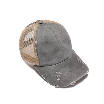 Women Distressed Baseball Cap Mesh Ponytail Hat High Messy Ponycap Trucker Hats