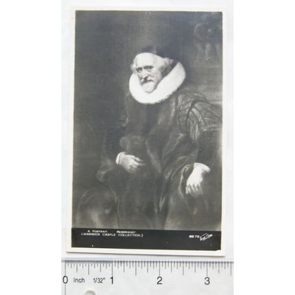 vintage postcard A Portrait, Rermbrandt, Warwick Castle Collection
