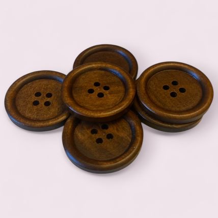 30mm Large Brown Wooden Buttons 4 Hole Sewing Knitting Crafts Classic Button