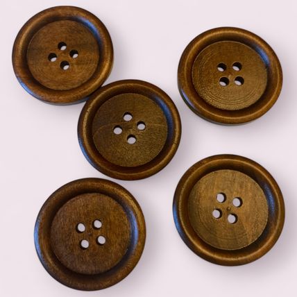 30mm Large Brown Wooden Buttons 4 Hole Sewing Knitting Crafts Classic Button