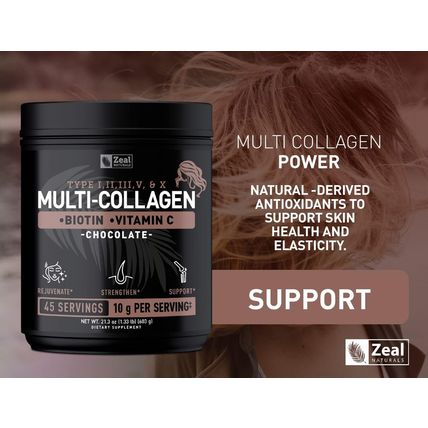 Premium Multi Collagen Peptides Protein Powder (1, 2, 3, 5 & 10) with Vitamin C,