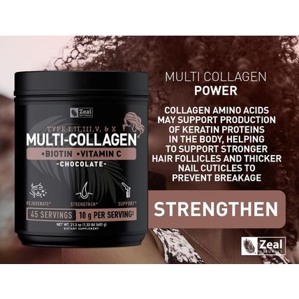 Premium Multi Collagen Peptides Protein Powder (1, 2, 3, 5 & 10) with Vitamin C,