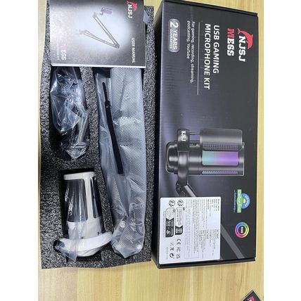 NJSJ USB Gaming Microphone for PC, Condenser Mic with Boom Arm for PS4/ PS5/ Mac