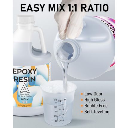 INCLY 2 Gallon Crystal Clear Epoxy Resin Kit, High Gloss & Bubbles Free Resin Su